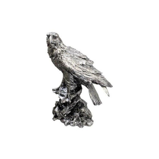 Eagle on Rock 30cm Silver