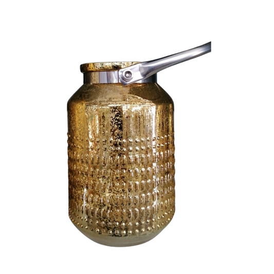 Candleholder glass 16cm Gold