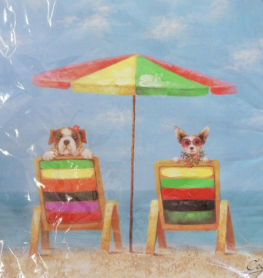 Canvas Dogs Beach Day 70x70cm