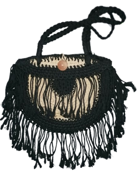 Ladies Handbag Black Fringe