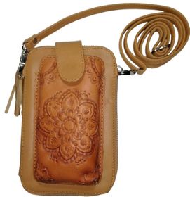 Leather Wallet Carved Mandala