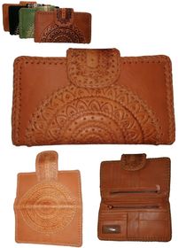 Leather Wallet Carved Large