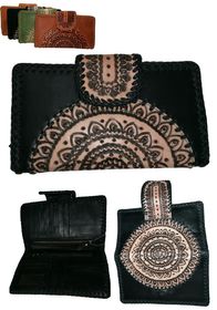 Leather Wallet Carved Large